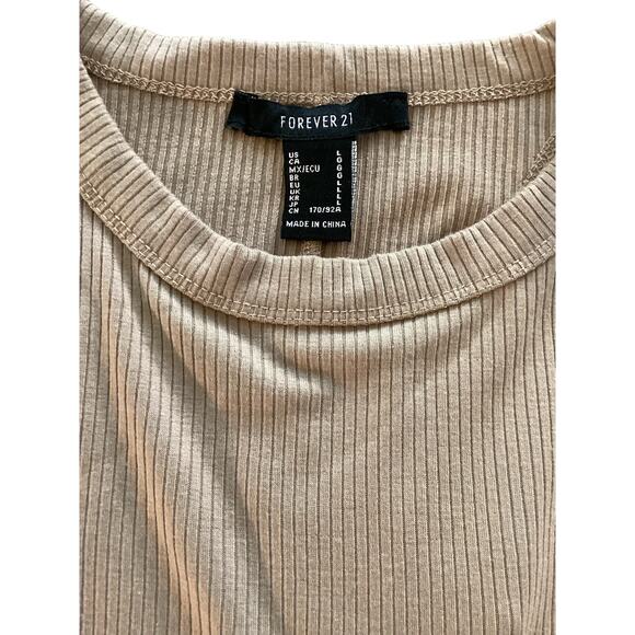 Great Condition Pre-Owned Tan Ribbed Racerback Tank Bodysuit Sz L - Picture 2 of 4